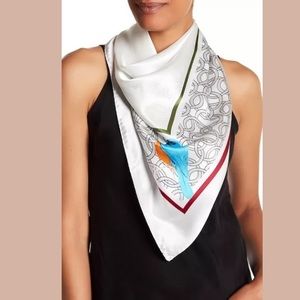 Elizabeth Roberts Square Bird Print Silk Scarf